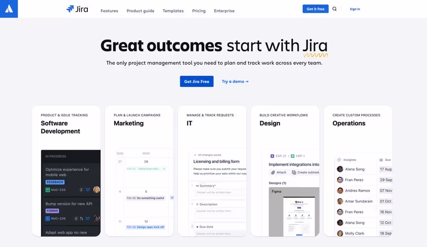 Landingpage Projekt Management Software