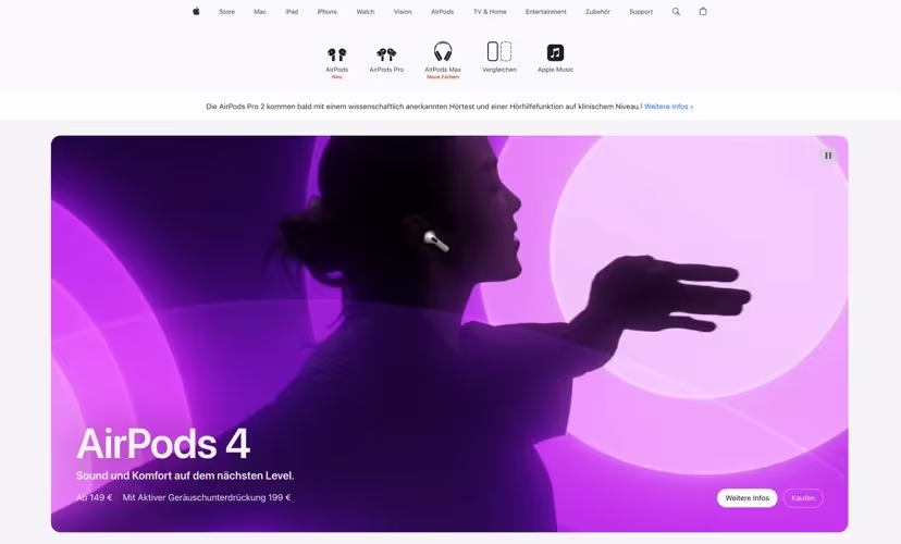 Apple Produkt Landingpage